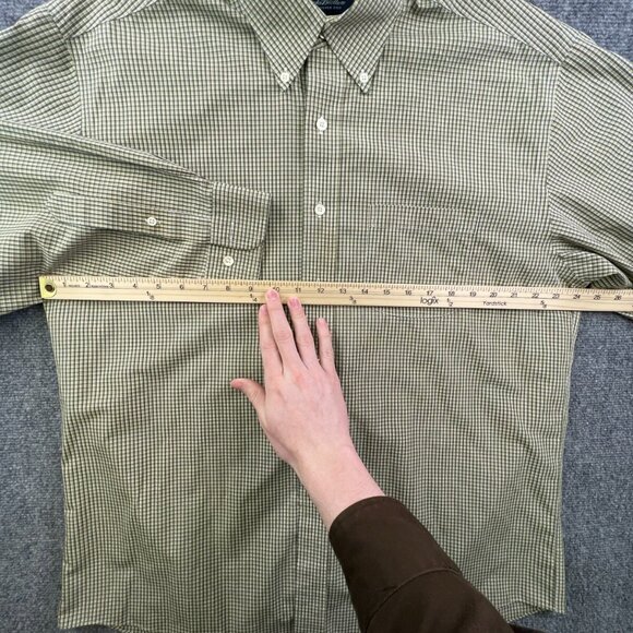 Brooks Brothers Button Up Shirt Yellow Green Check Large Cotton Non Iron L/S Men - Picture 6 of 12